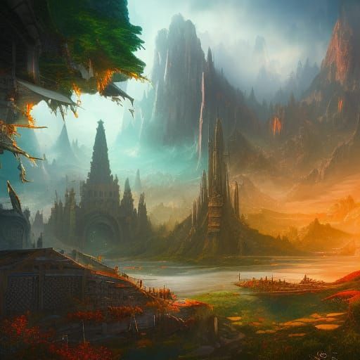 fantasy castle in the background of the rock to the tip