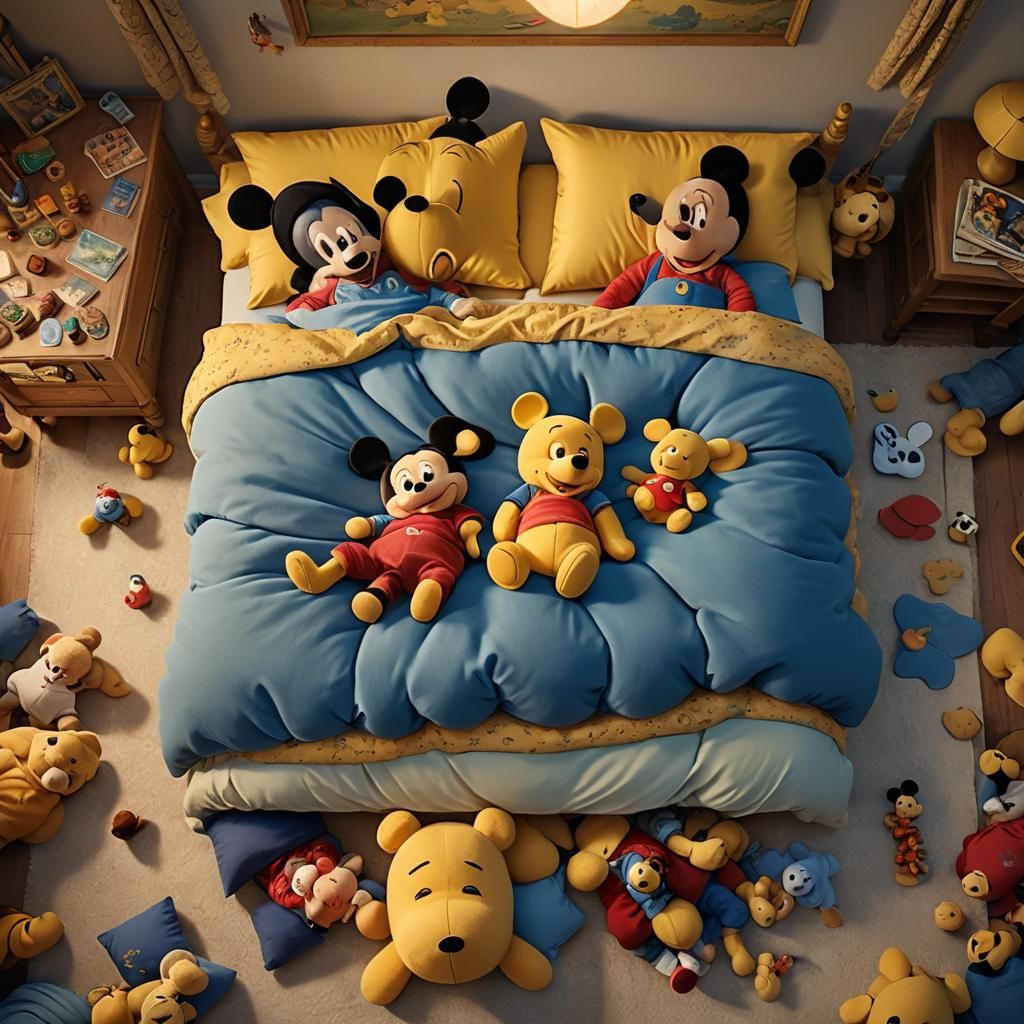 Children's Dreamland: Mickey and Pooh Fantasy Art