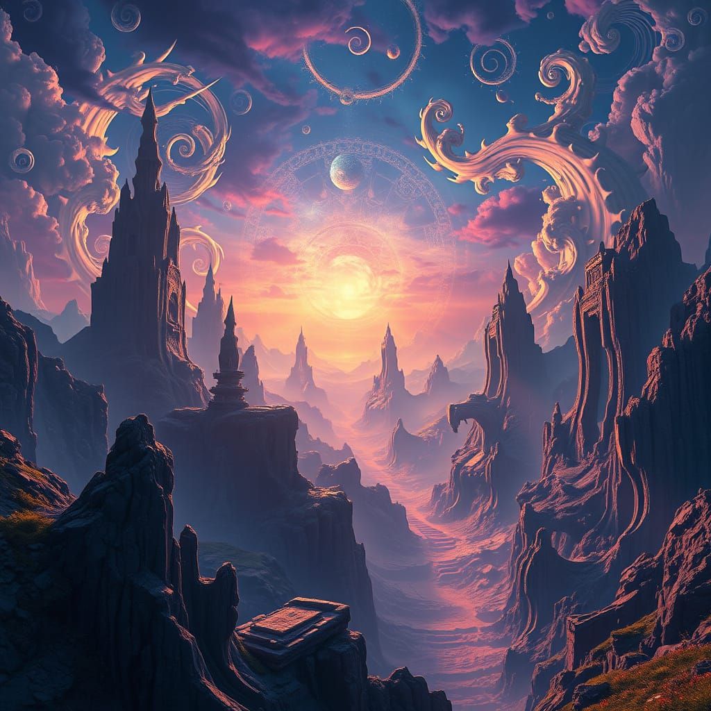Ethereal Realms in Vibrant Fantasy Style