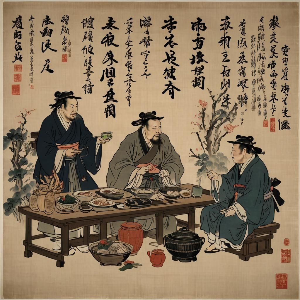 Indigenous Celebration with Waterfall in Anime Style