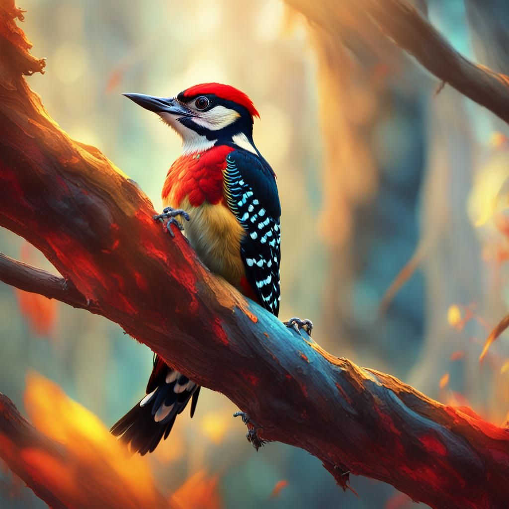 A colorful woodpecker