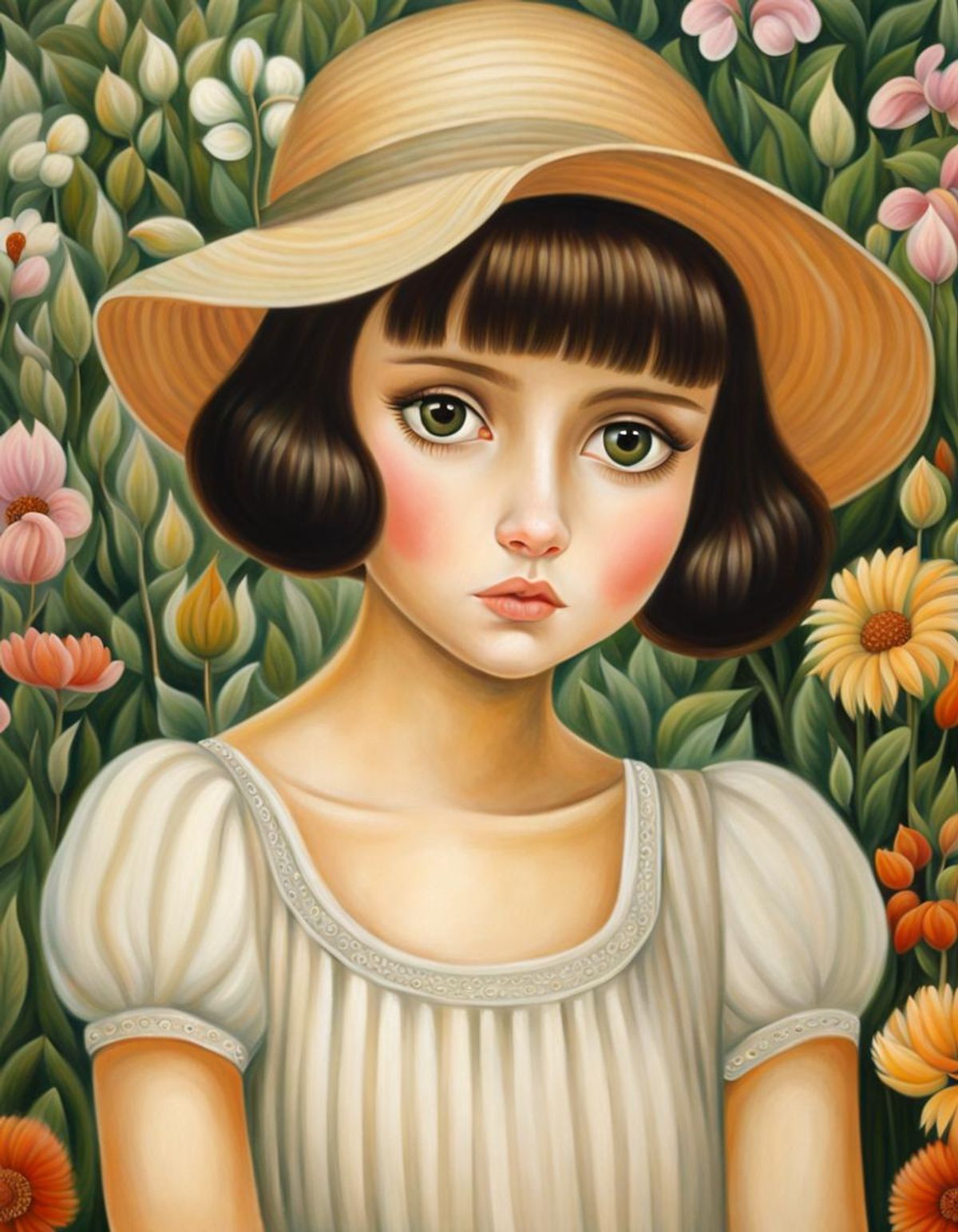 Portrait art inspired by Margaret Keane - AI Generated Artwork ...