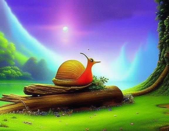 Cute Snail on a Log