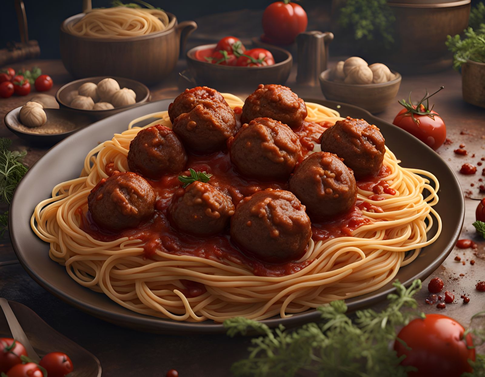 Spaghetti & Meatballs - AI Generated Artwork - NightCafe Creator