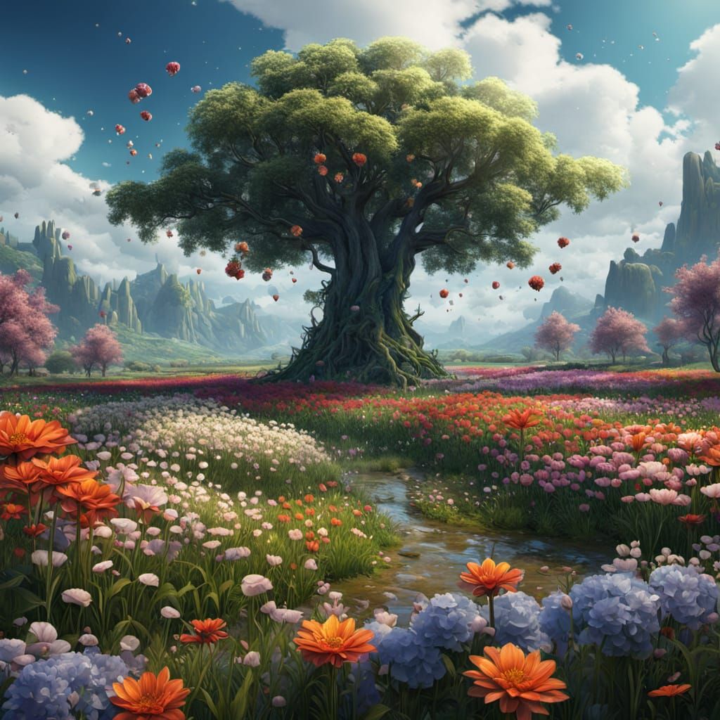 a wonderful field full of beautiful flowers   by @dread