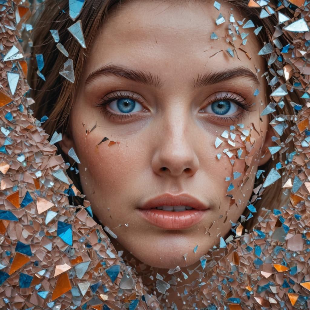 Mosaic Portrait in Shattered Glass Style