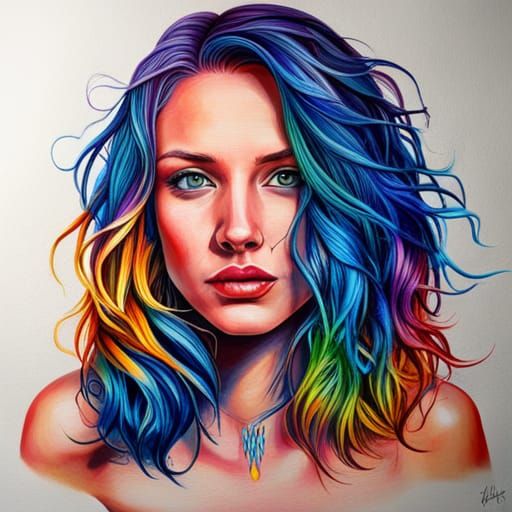 Colours in her Hair - AI Generated Artwork - NightCafe Creator