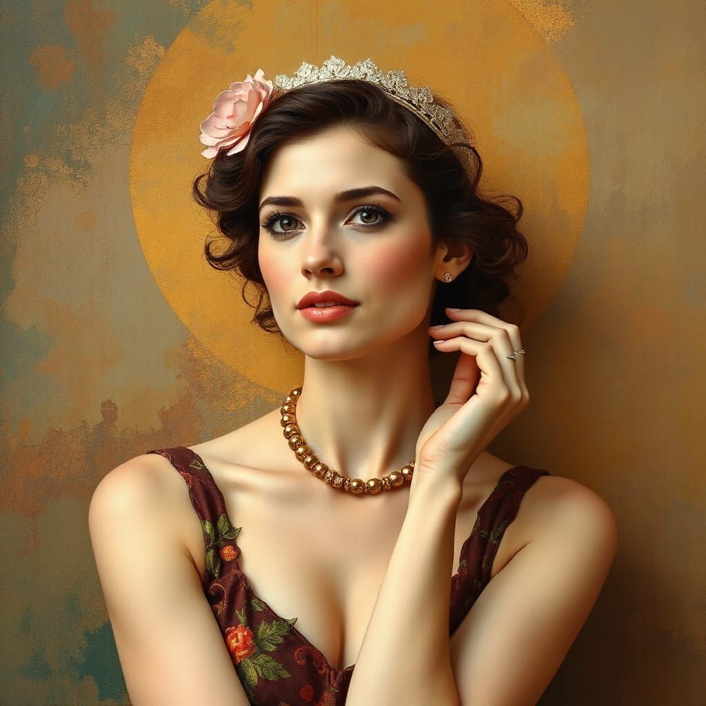 Elegant Woman Portrait in Art Nouveau Style