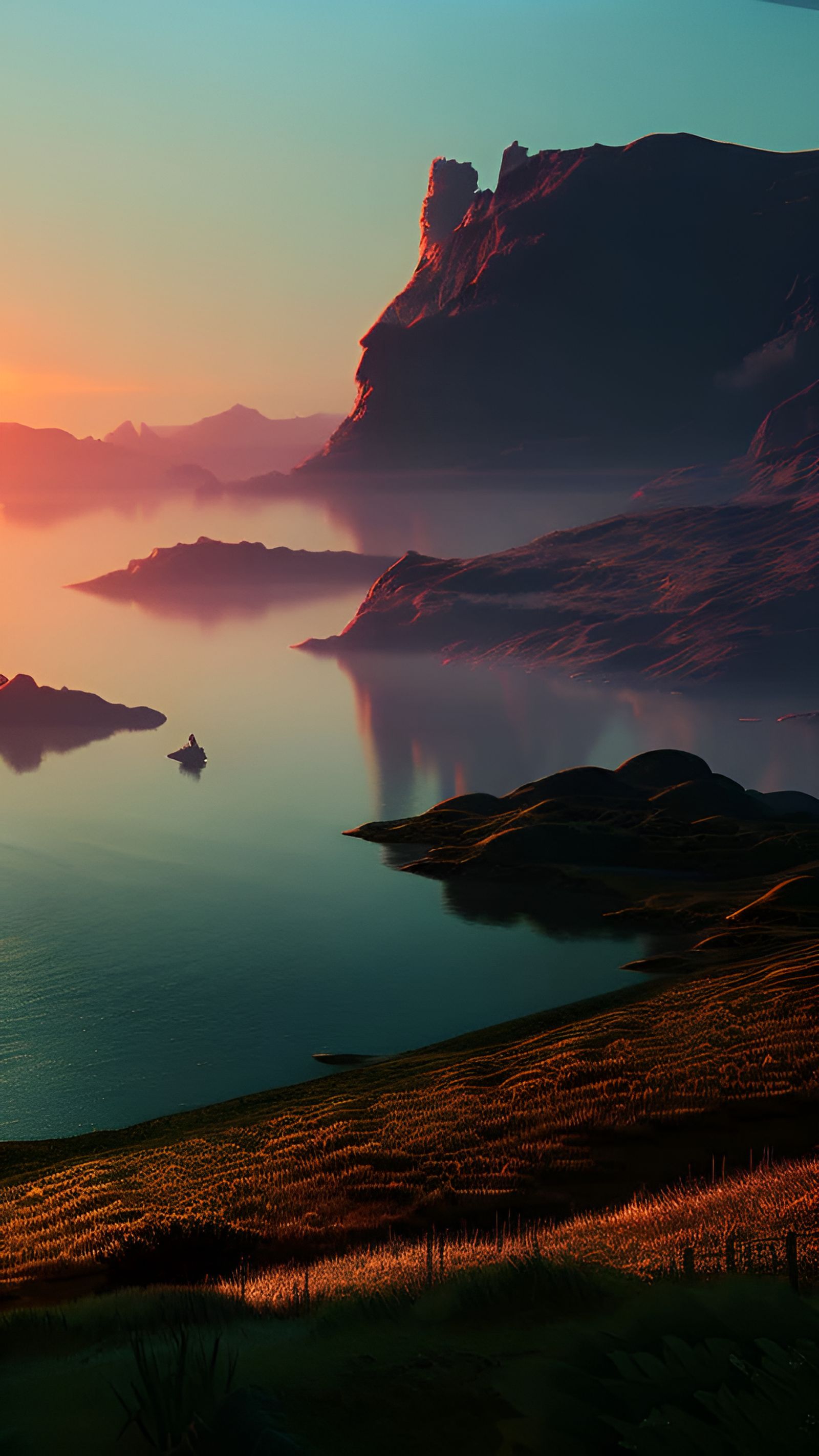 Sunset over the bay a masterpiece, 8k resolution, dark fantasy concept