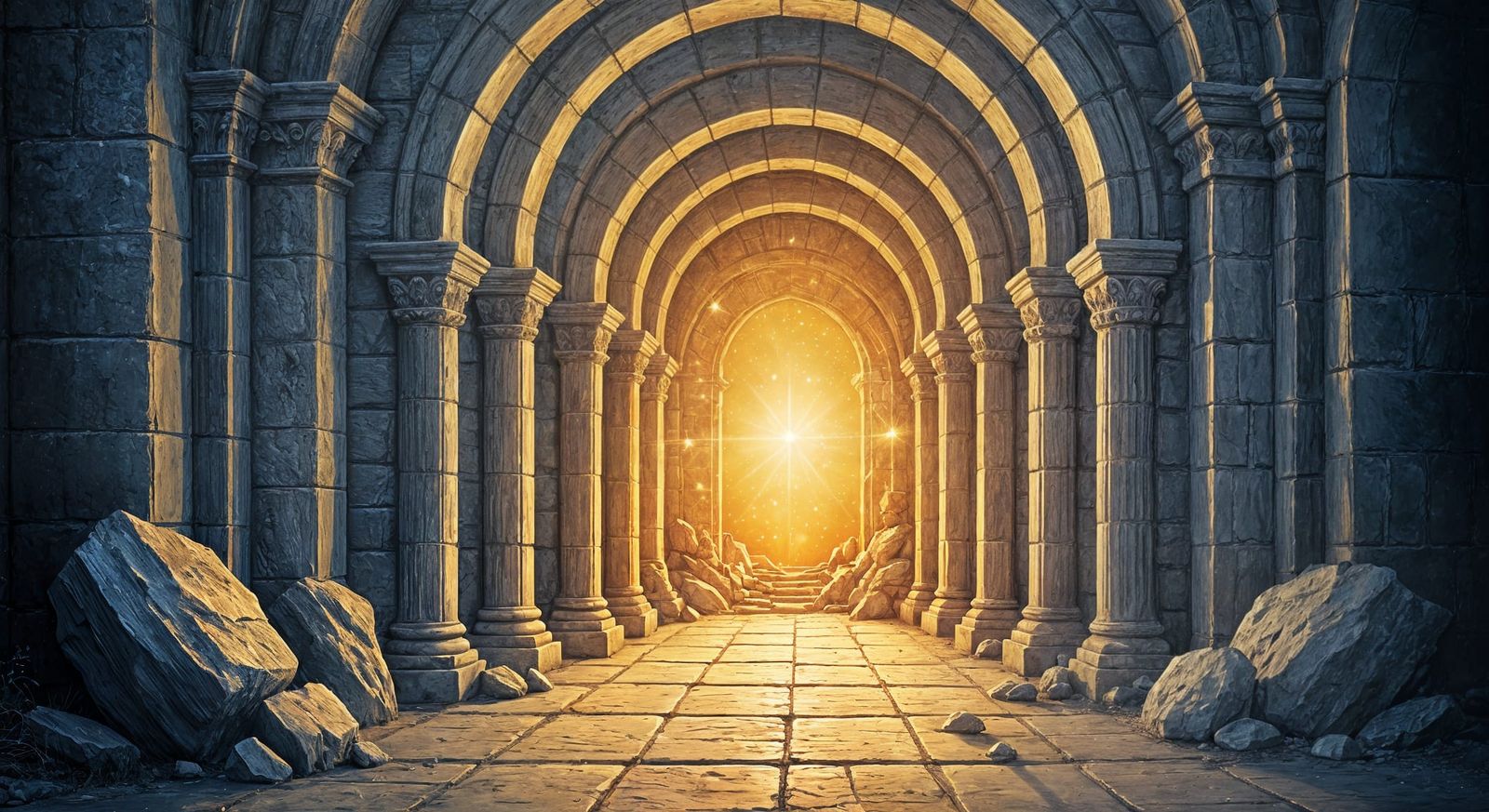 Mystical Stone Archway with Glowing Portal