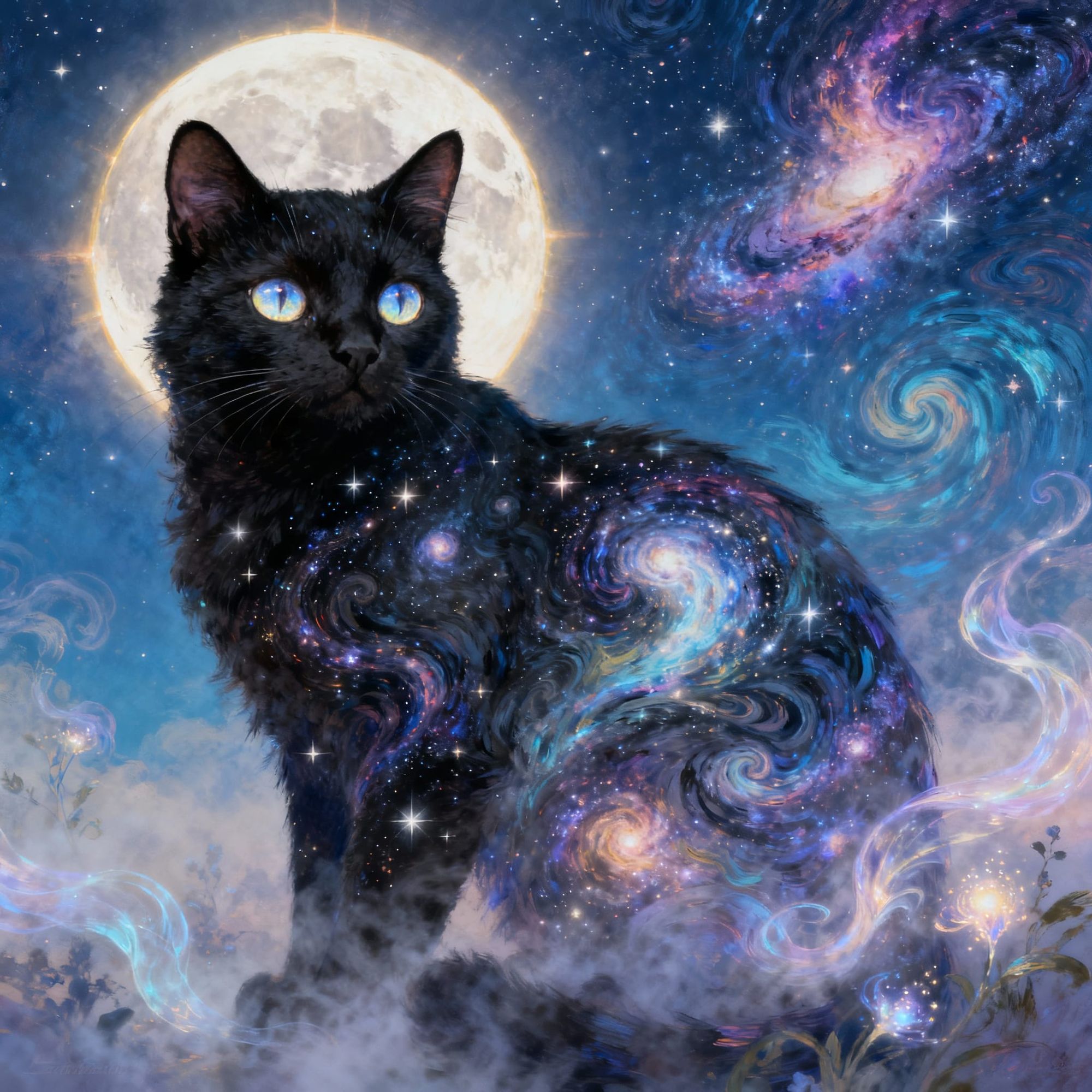 by paul lovering and mattias adolfsson and russ mills and victo ngai and alexander jansson:: Double exposure A surreal cosmic black cat with...