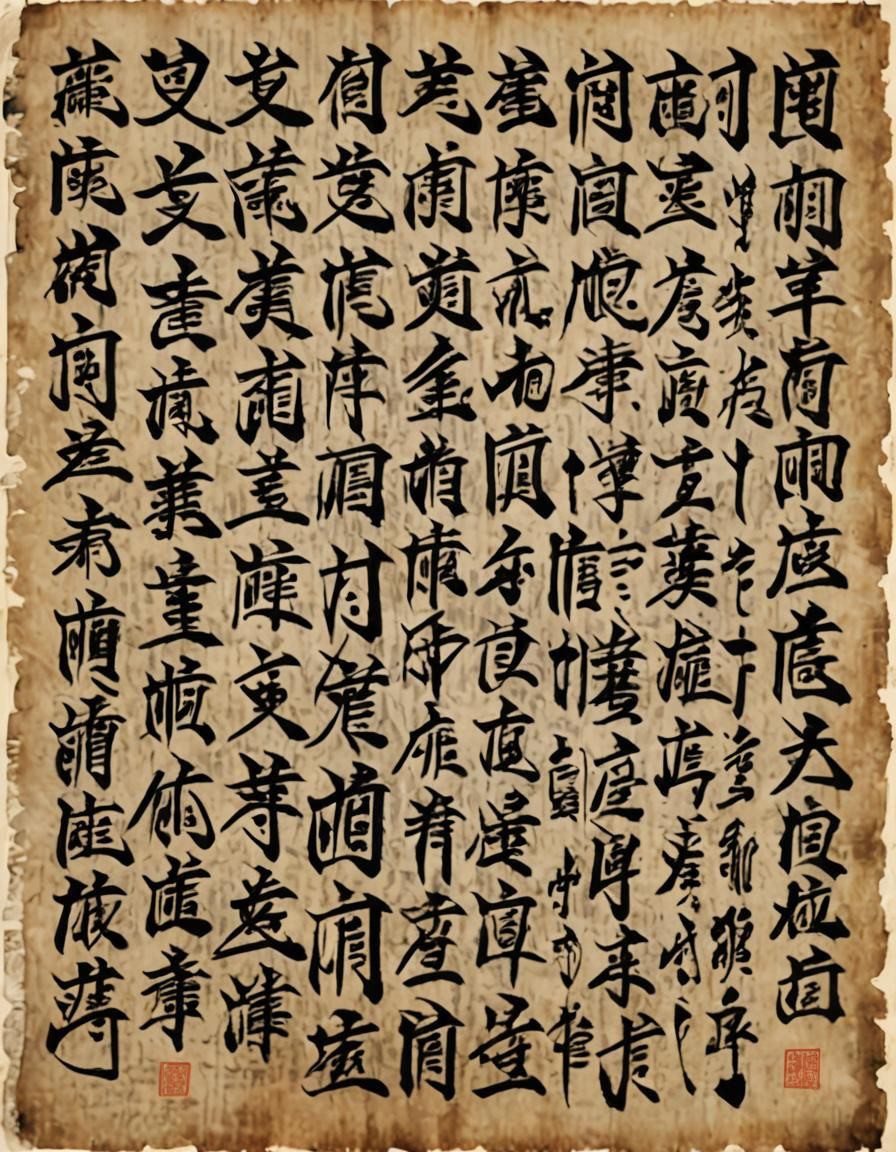 ancient oriental script writing, as in a book, filling the s...