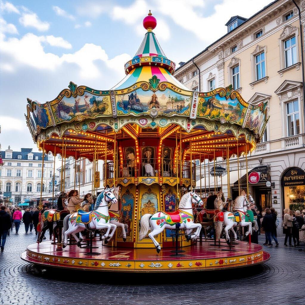 Magical Carousel in Dreamlike Surreal Style