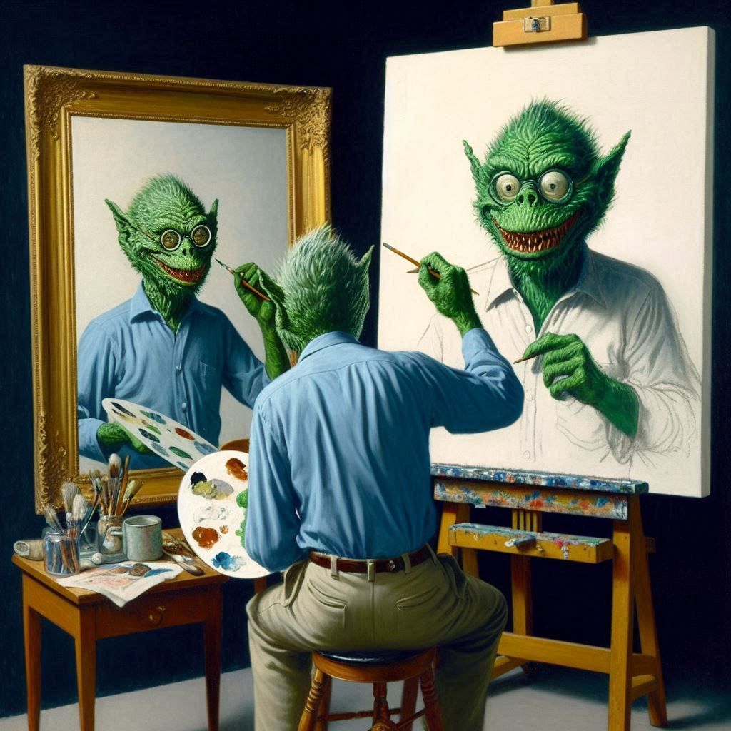 Not-Normal Rockwell Triple Self Protrait