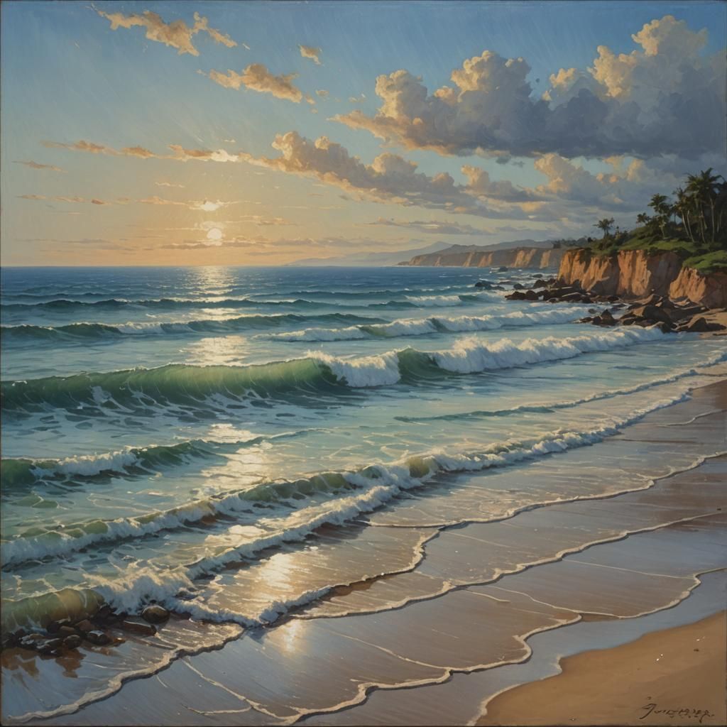 The sea waves whisper