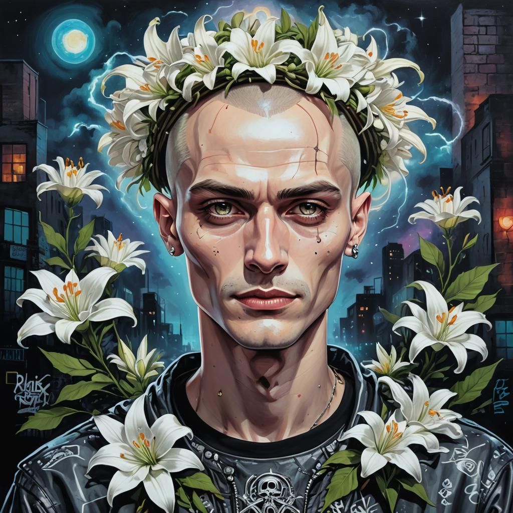 Wreath of white lilies