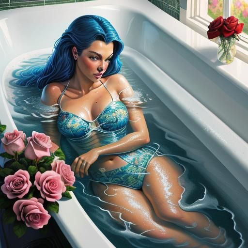 Rose bath woman