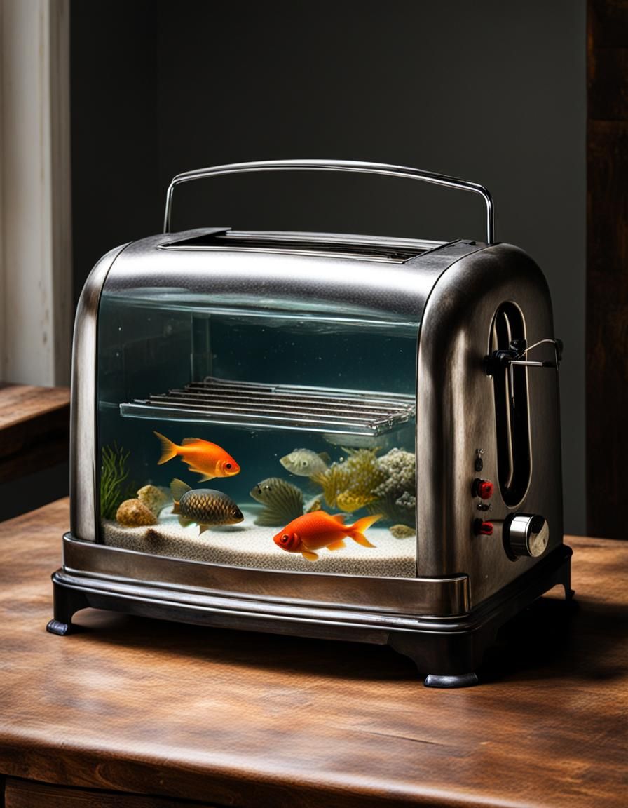 Antique Toaster being used an Aquarium