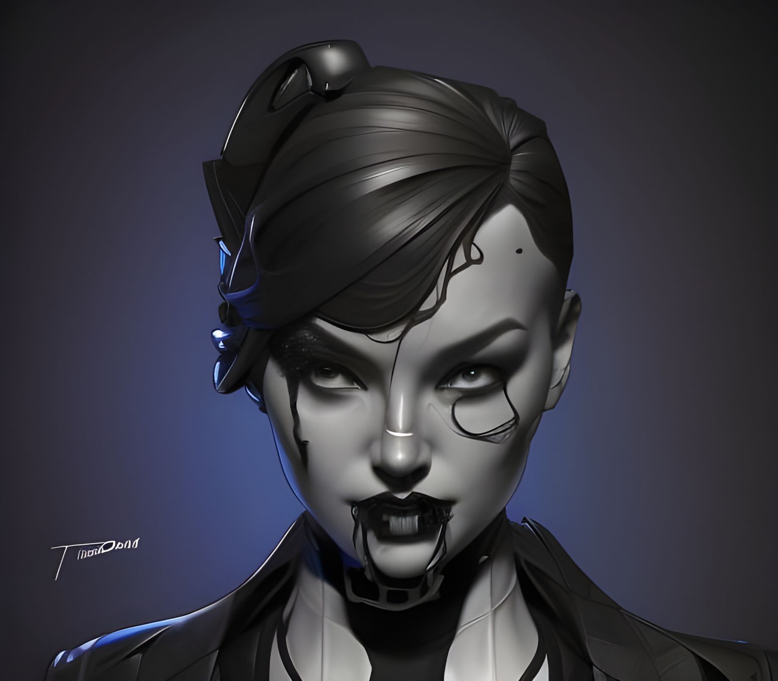 Noir Android Portrait in McFarlane Style