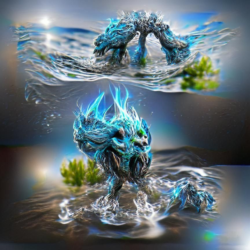 water elemental creature 8K 3D