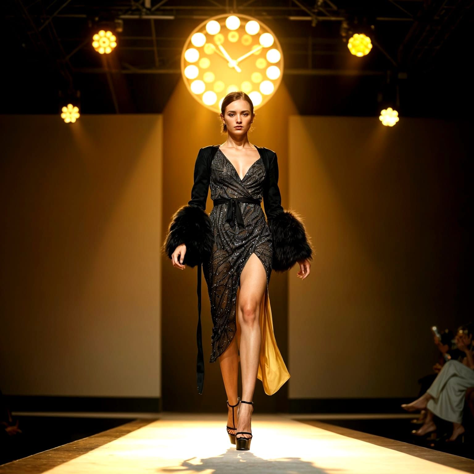 High fashion, couture, model on the fashion runway, dramatic lighting, glitzy, by Debbie Criswell, Eiko ...  by @MrKitWalker