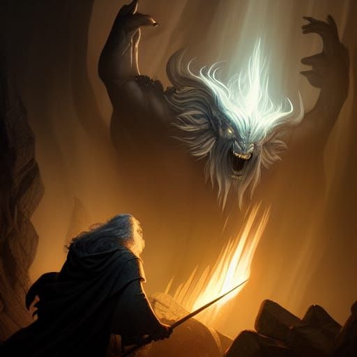 Gandalf vs Balrog   by @AhriAnni