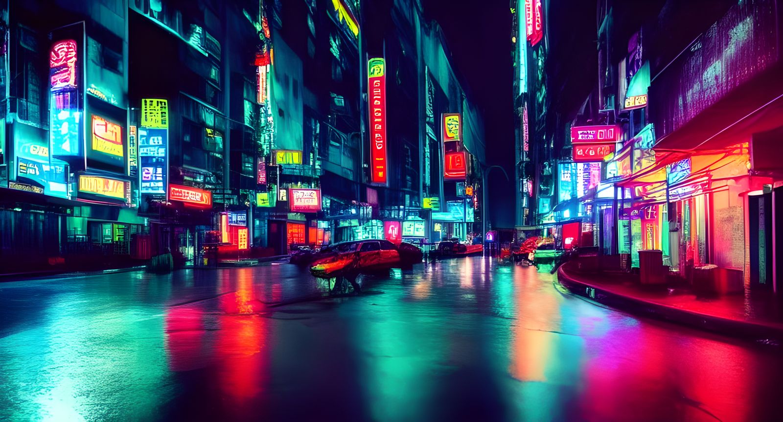 Rainy street - AI Generated Artwork - NightCafe Creator