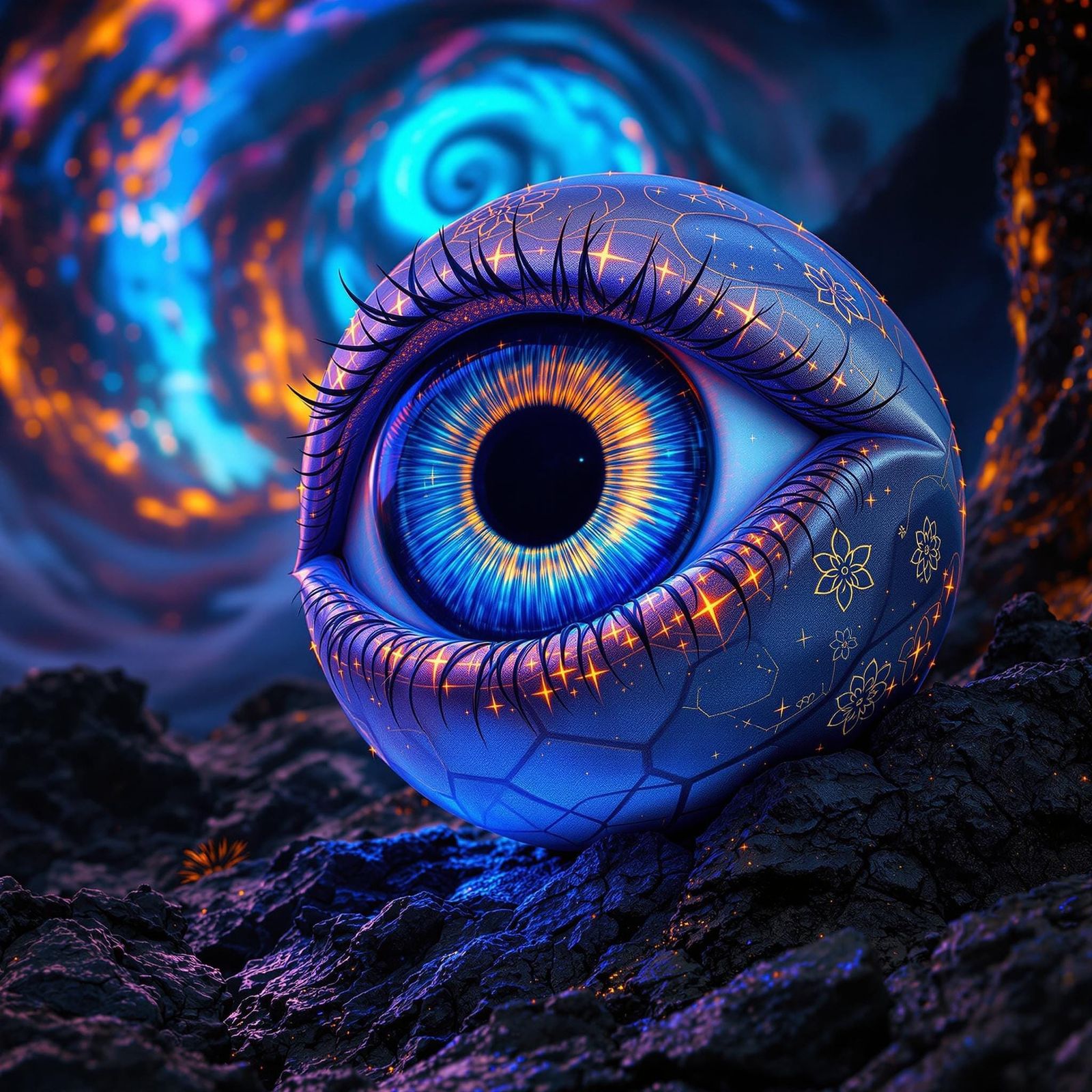 Surreal, Hyper-Detailed Eyeball in Hyper-Maximalist Composit...