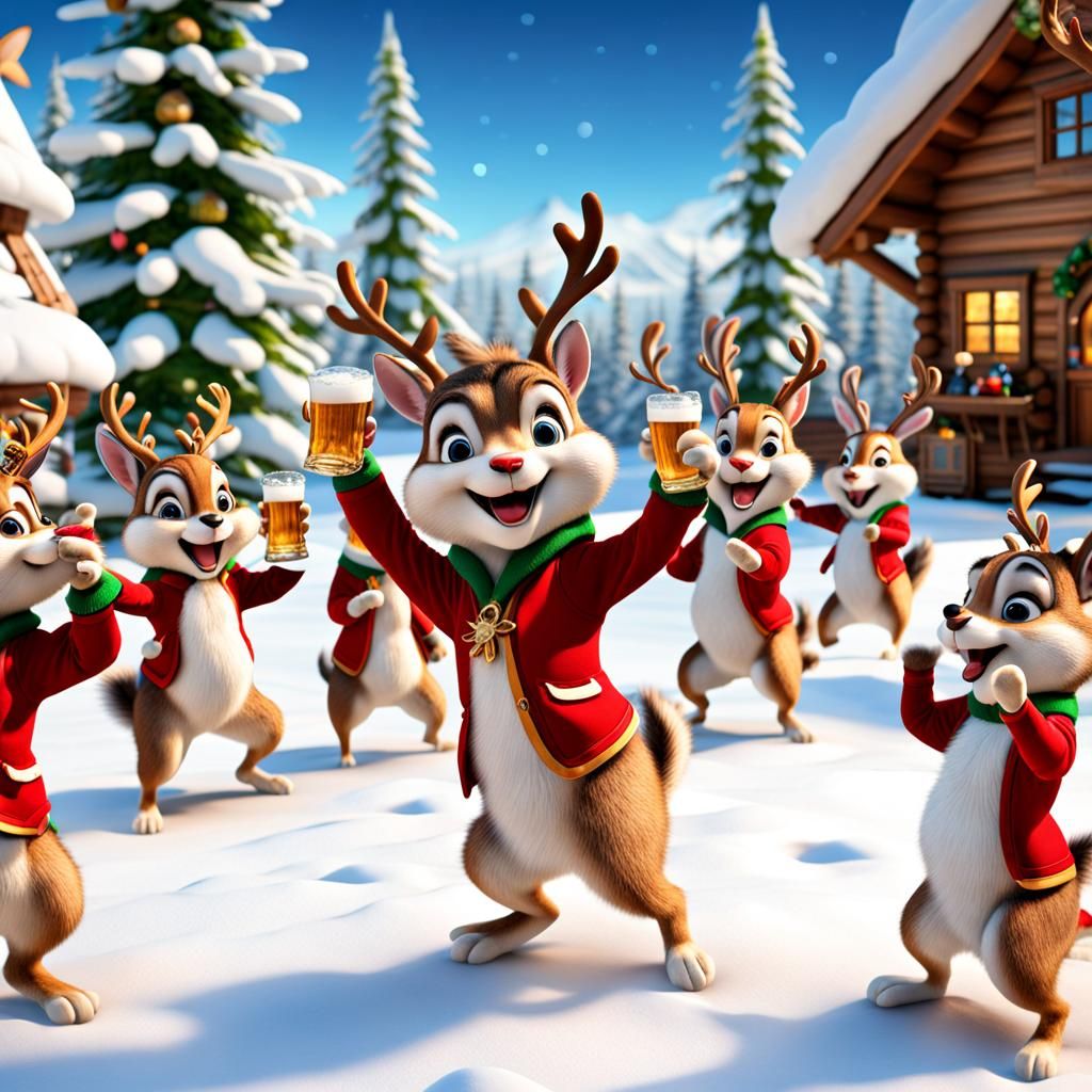 A chipmunks christmas holidays scene!!  by @ic___ai