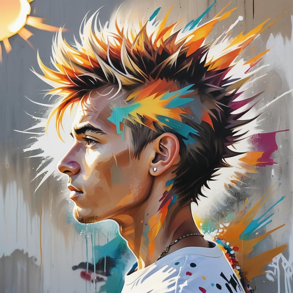 Double Exposure Portrait in Urban Graffiti Style