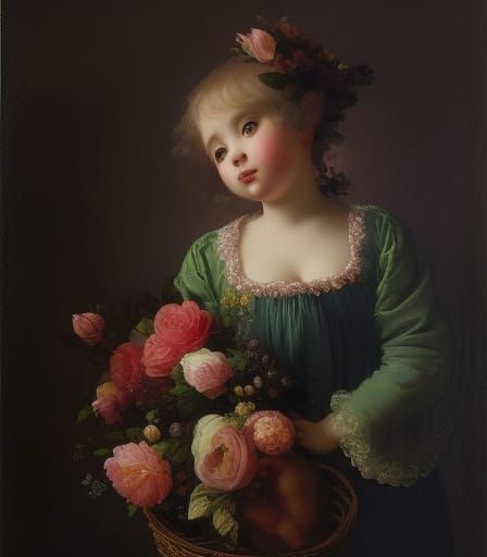 Girl With A Basket Of Flowers pt4