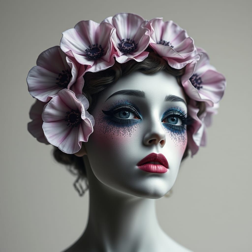 portrait Grete Stern compose contemporary fractal Porcelain Flowery Galaxy Android Jones  by @Diane