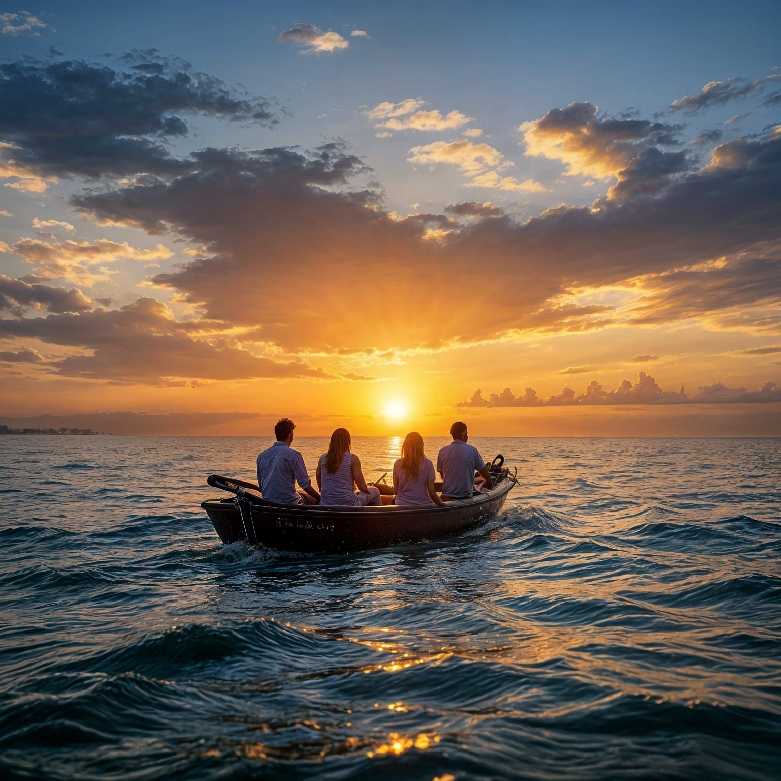 Silhouettes Sailing at Vibrant Sunset