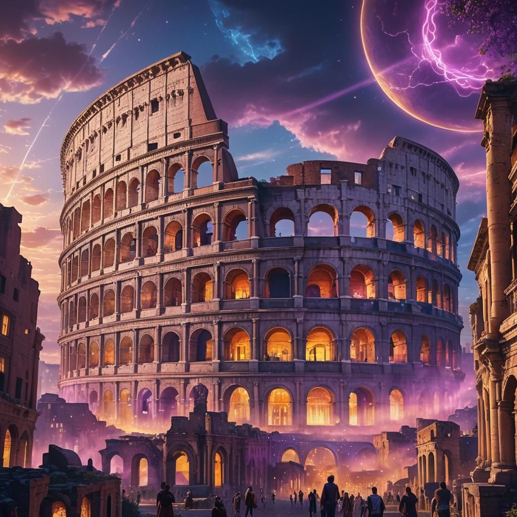 ciudad futurista de el coliseo de roma