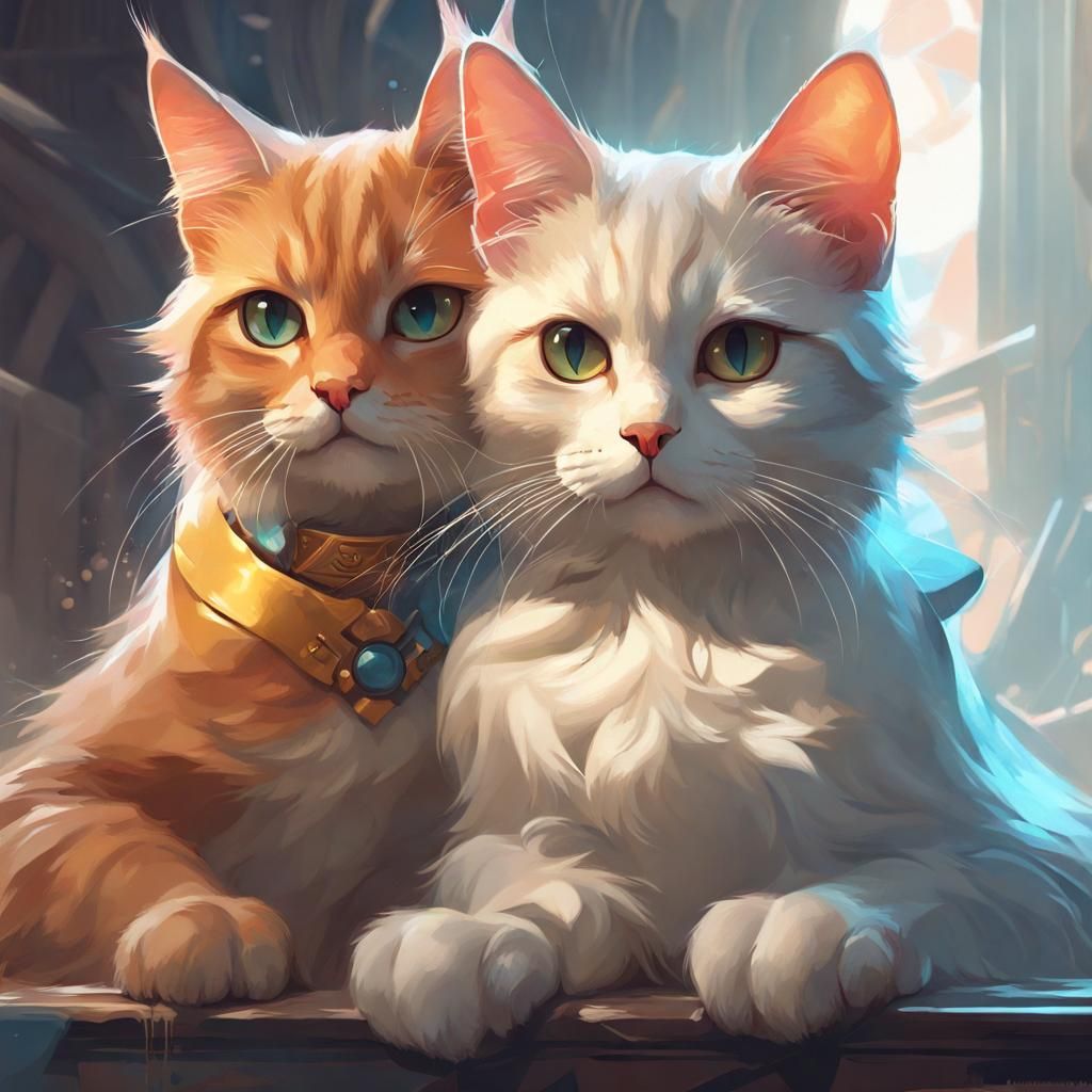 cute 2 cats sitting together - AI Generated Artwork - NightCafe Creator