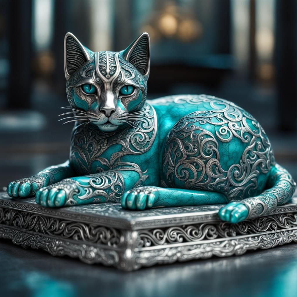 She wears turquoise and silver very well.  >^..^<