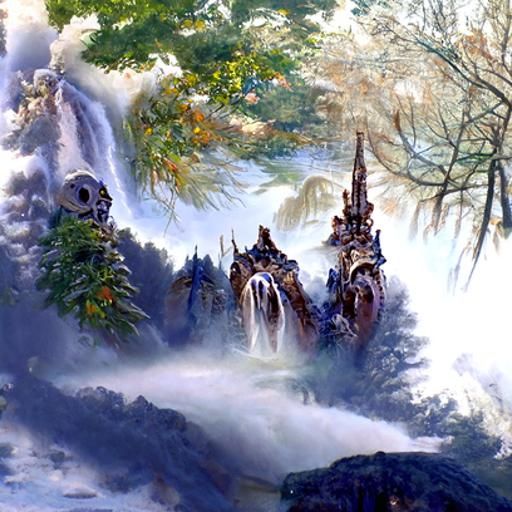 falls in the snow forest