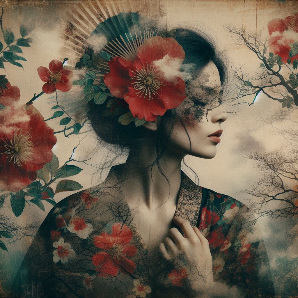 Beautiful flourish portrait of a gorgeous asian girl