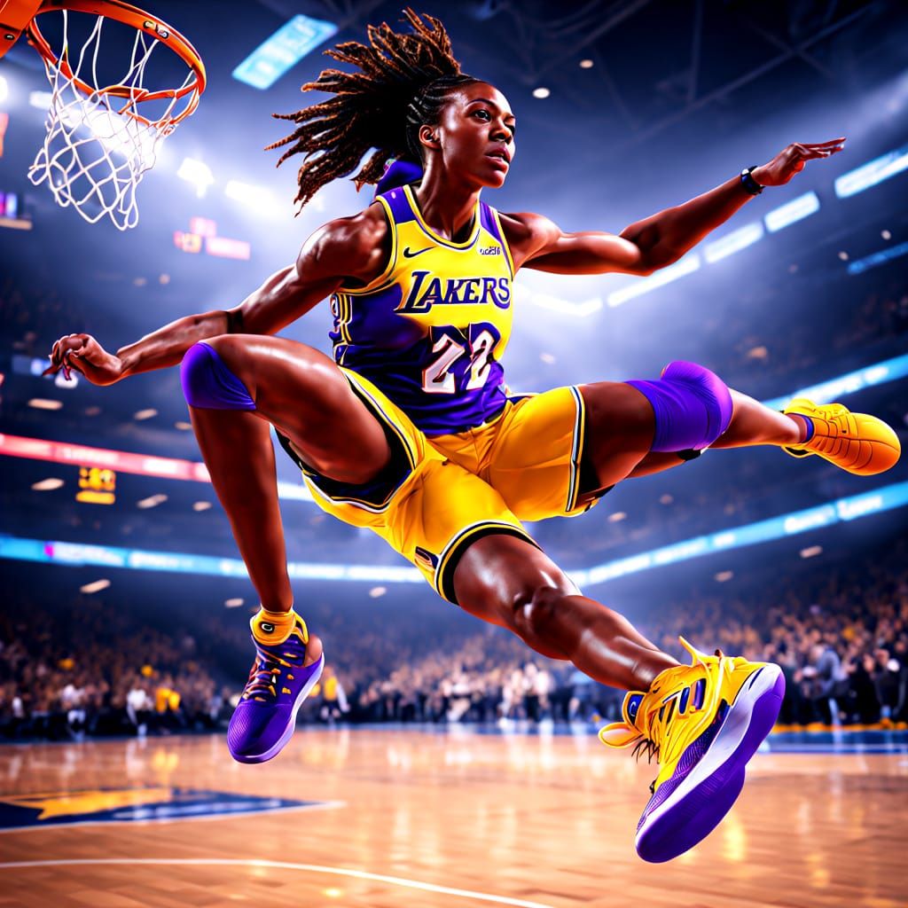 FAIL!  Player,  women's NBA, levitates mid-air, performing a gravity-defying dunk  by @Taralie