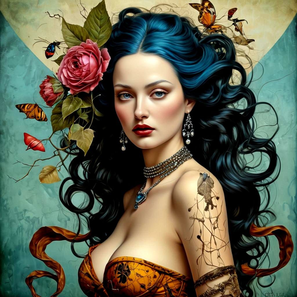 Vibrant Surrealist Portrait in Bold Colors