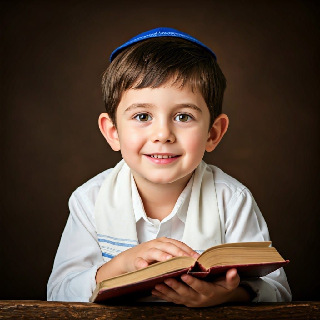A Young Boy in Traditional Jewish Attire