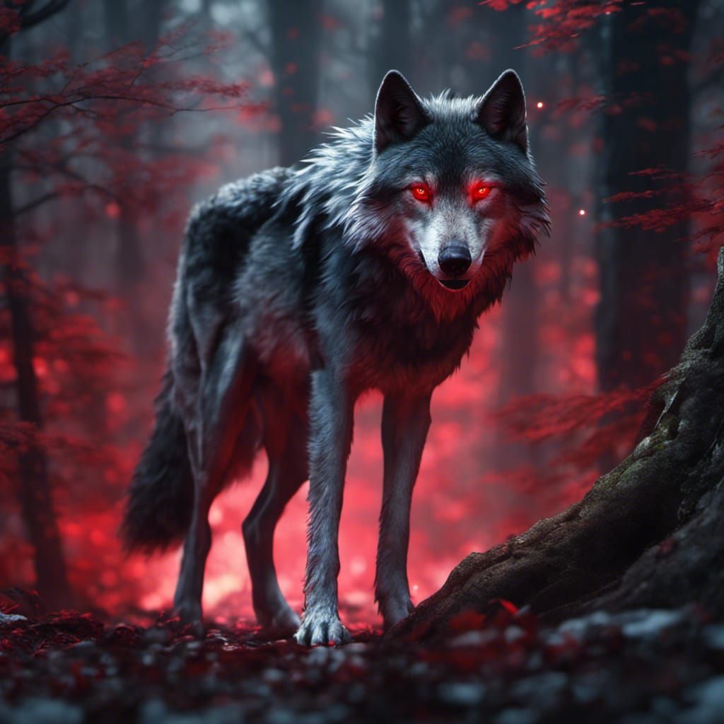 The legend of the wolf with red eyes - AI Generated Artwork - NightCafe ...