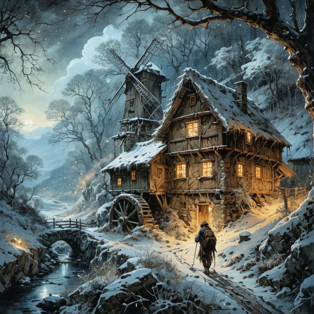 Watermill in Winter  by @Margot