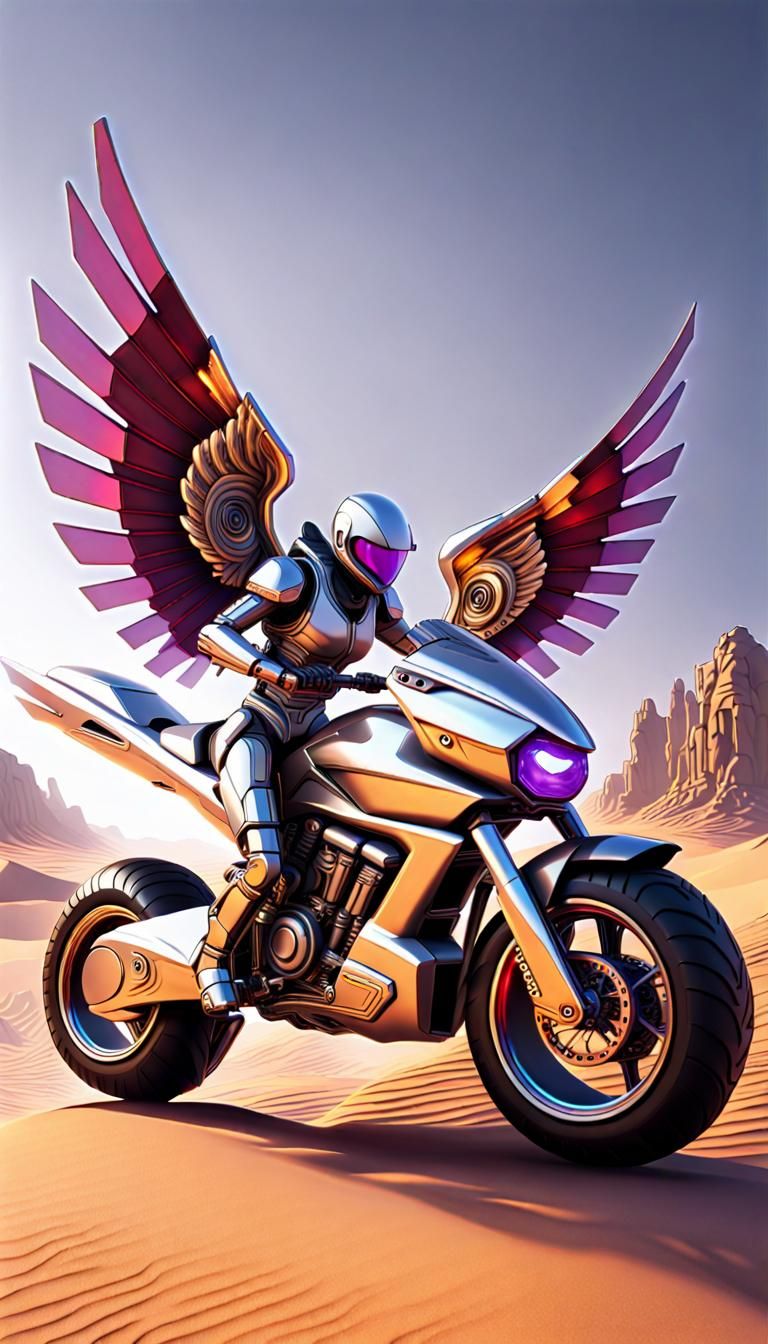 Desert Canyon Sci-fi Ultra Futuristic Cyberpunk Flying Motor...