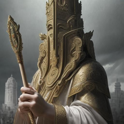 Divine Scepter Temple Ceremony in Surreal Style