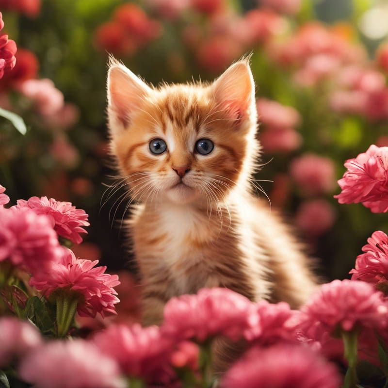 Kitty and flowers