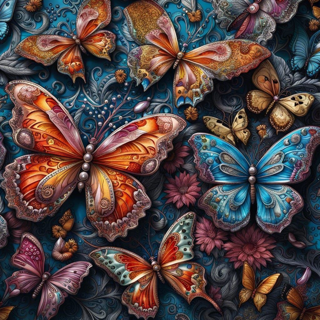 3d Wall mural of butterflies - AI Generated Artwork - NightCafe Creator