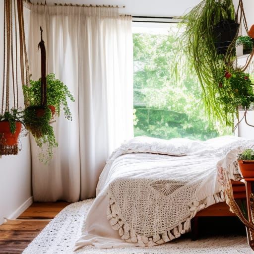 Cozy Boho Bedroom Interior with Natural Light