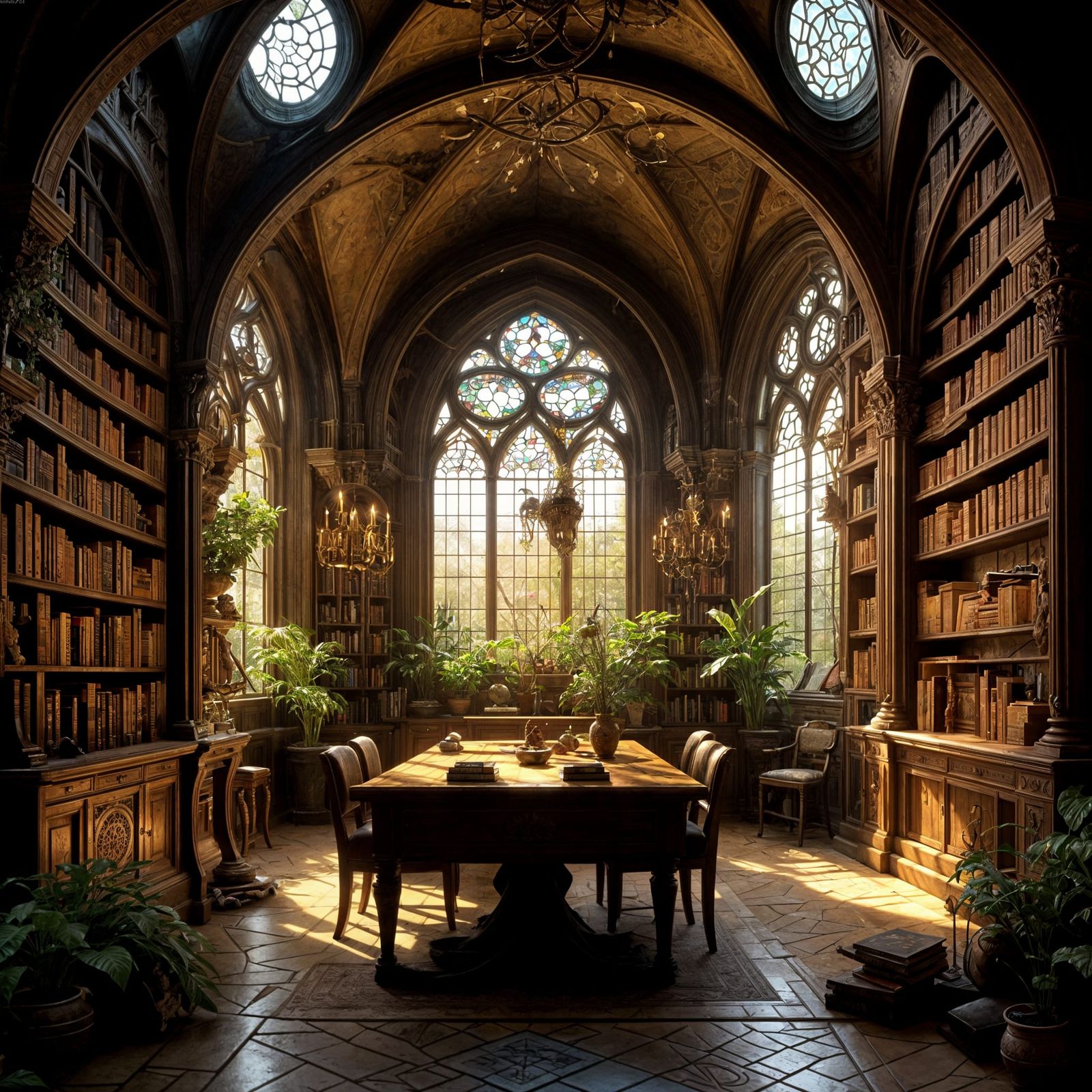 surrealistic library interior as in 'the garden of earthly delights' hieronymus bosch Lovely contrast, ...  by @SummaNullaOne