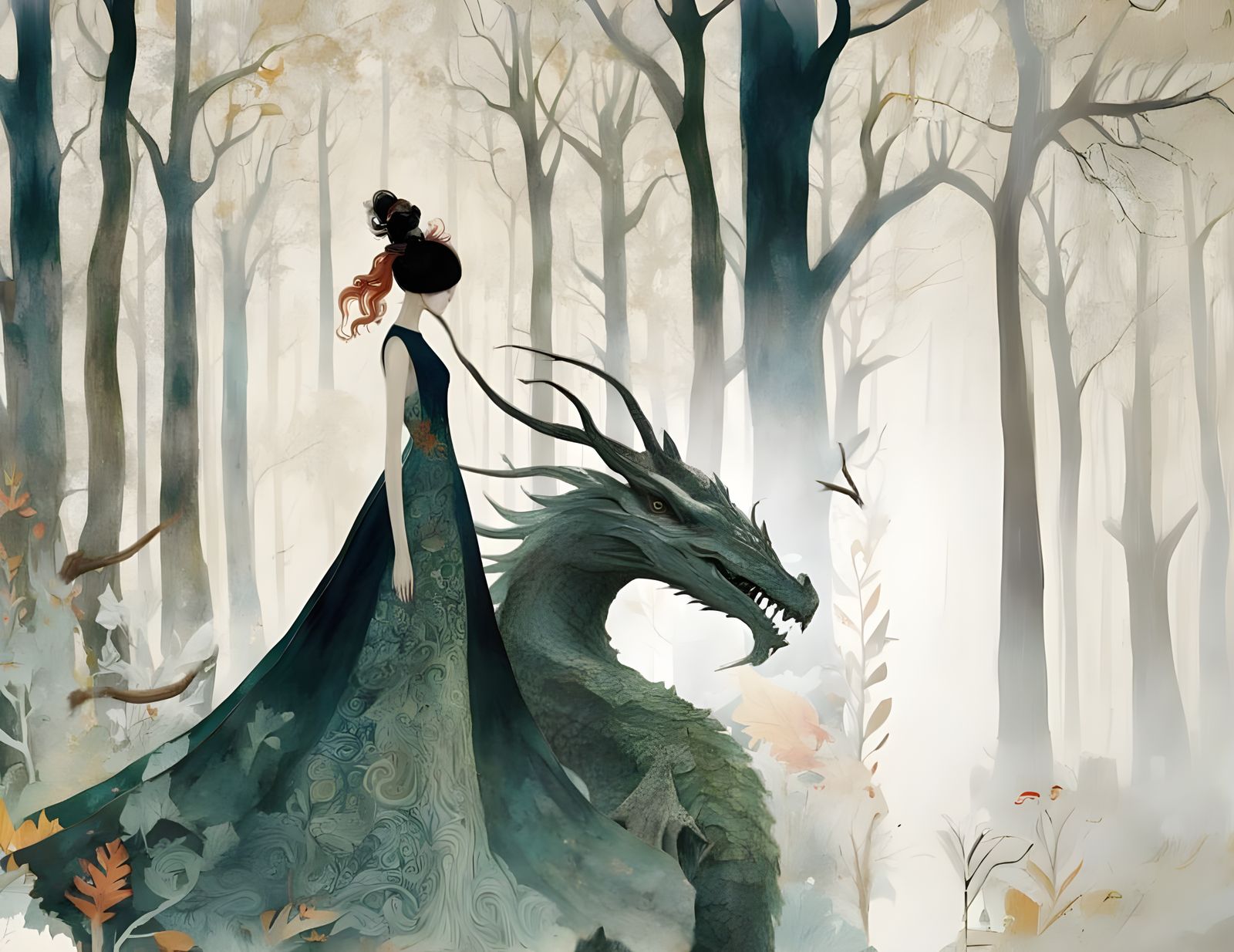 I managed to combine two creations from here, and get my woman and dragon together...